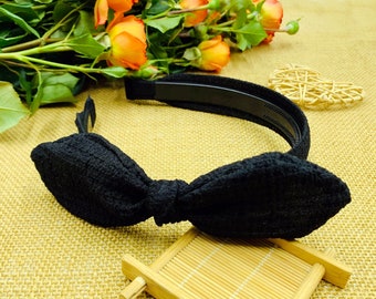 Black chiffon side bow knotted Headband,stylish fashion hairband,Boho Headband,Headbands for women,aliceband,bow headband,Black bow headband