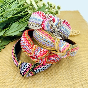 Colorful Braided Ribbon Knotted Headband,Rainbow ribbon Headband,Boho Headband,Aliceband,stylish fashion hairband,Headbands for women