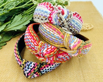 Colorful Braided Ribbon Knotted Headband,Rainbow ribbon Headband,Boho Headband,Aliceband,stylish fashion hairband,Headbands for women
