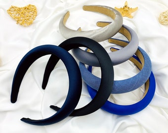 Satin Padded Headband,Headbands For Women,Solid Color Headband,Padded Headband,Solid Satin Headband,Black Satin Headband,Elegant Headband