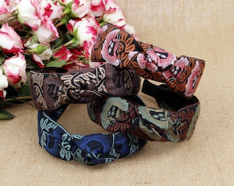 Vintage Ribbon Knotted Headband,Boho Headband,Ribbon Headband,Bohemian Headband,Aliceband,Retro Floral Flower Headband,Headbands for women