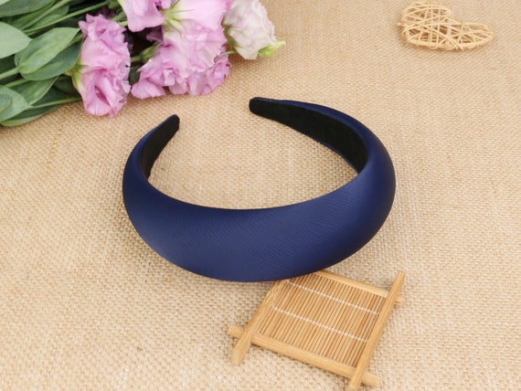 Navy Blue Satin Padded Headband,wide Headband,alice Band  display picture 1