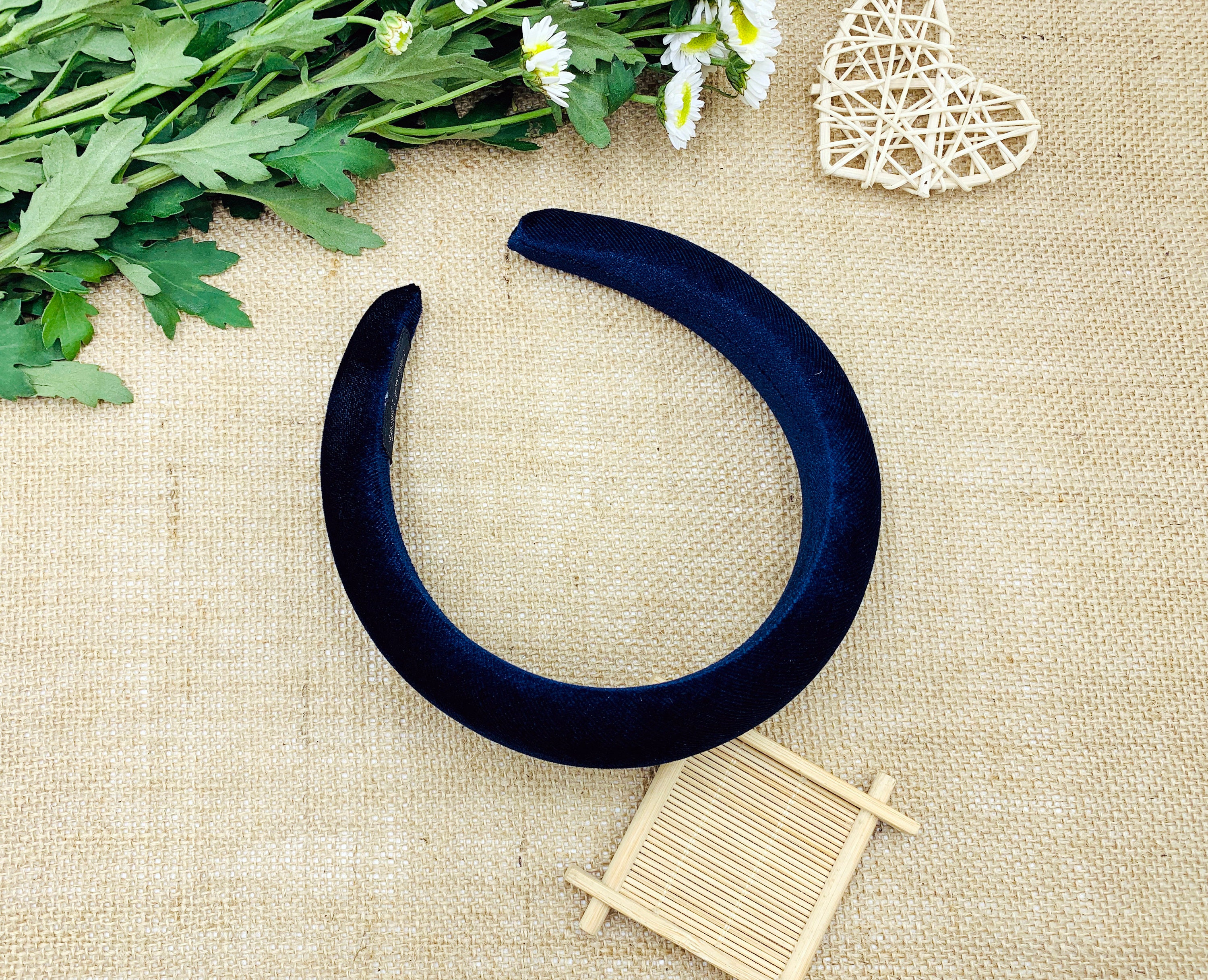 Navy Velvet Padded Headband,bohemian Vintage Style Headband  display picture 1