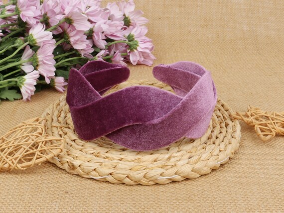 LOPHE Donna Intrecciati Cerchietti, Elegante Vintage Cerchietto per Donna Ragazza Decorazione Capelli, Velluto Intrecciati Fasce Accessori per Feste, Truccati, Lavati la Faccia(Rosso