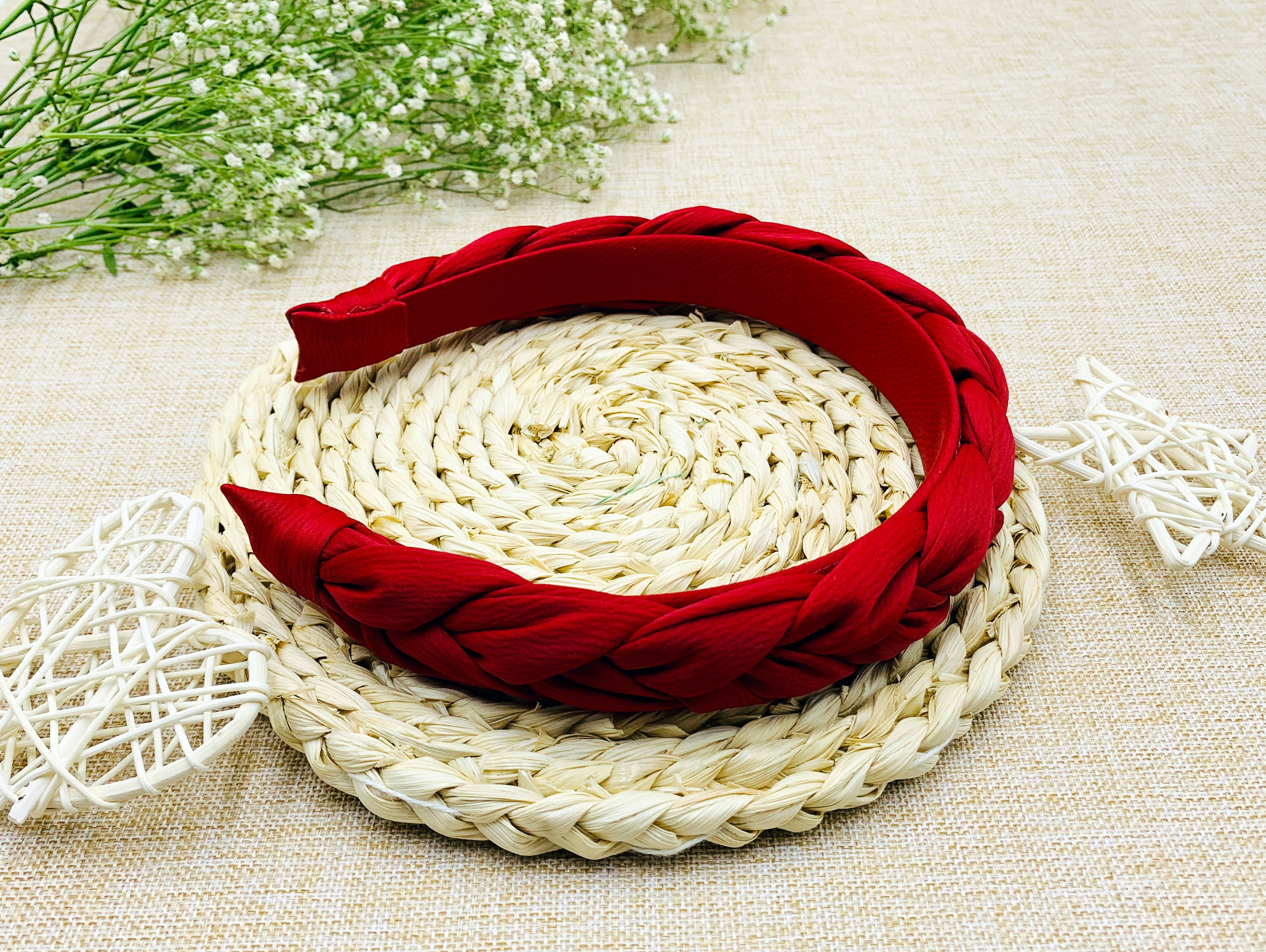 Satin Hairband Set Red main image 0