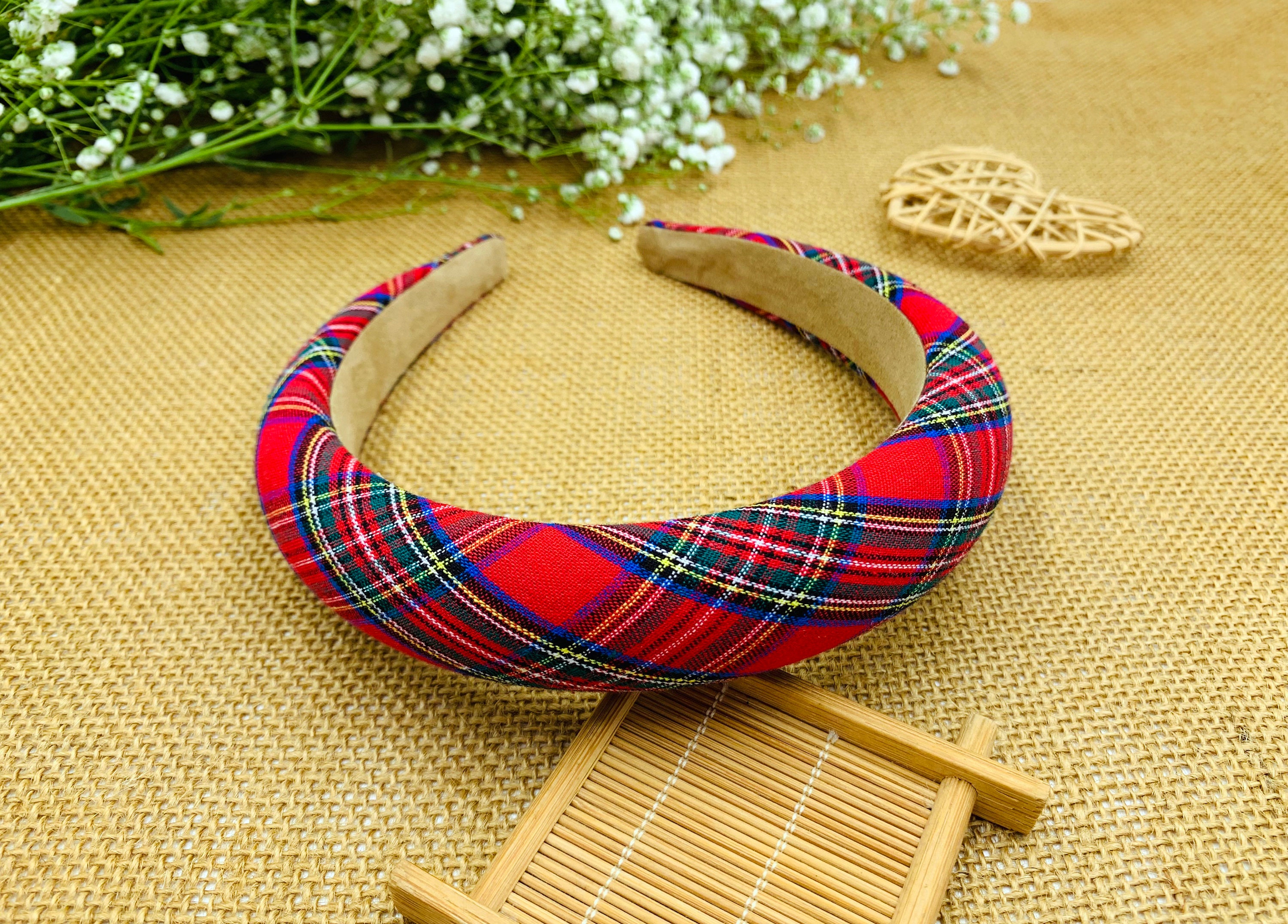 Plaid Headband with Red Trim Red Plaid Headband | maurices main image 3