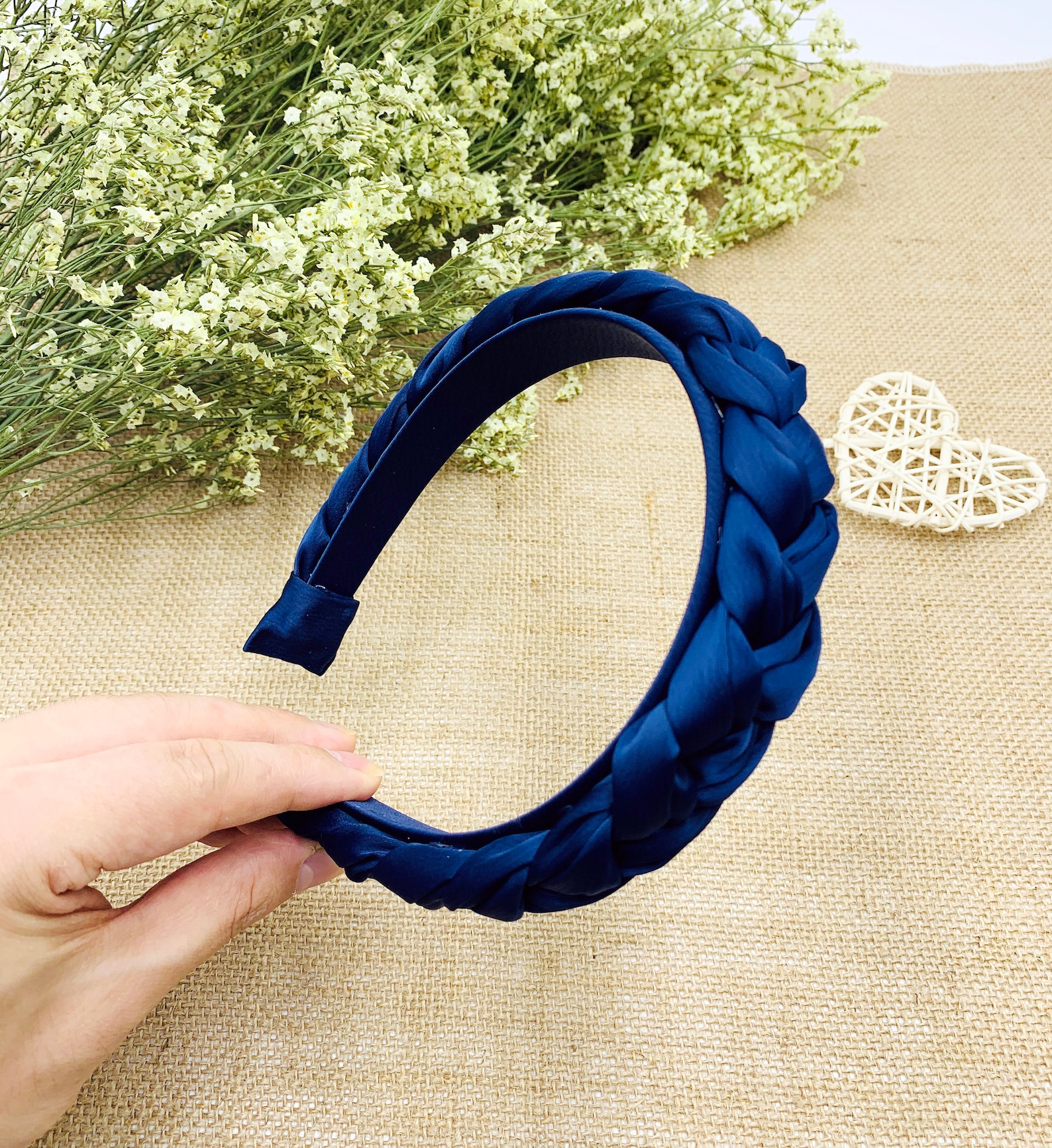 Navy blue satin Braided headbandstylish fashion Etsy