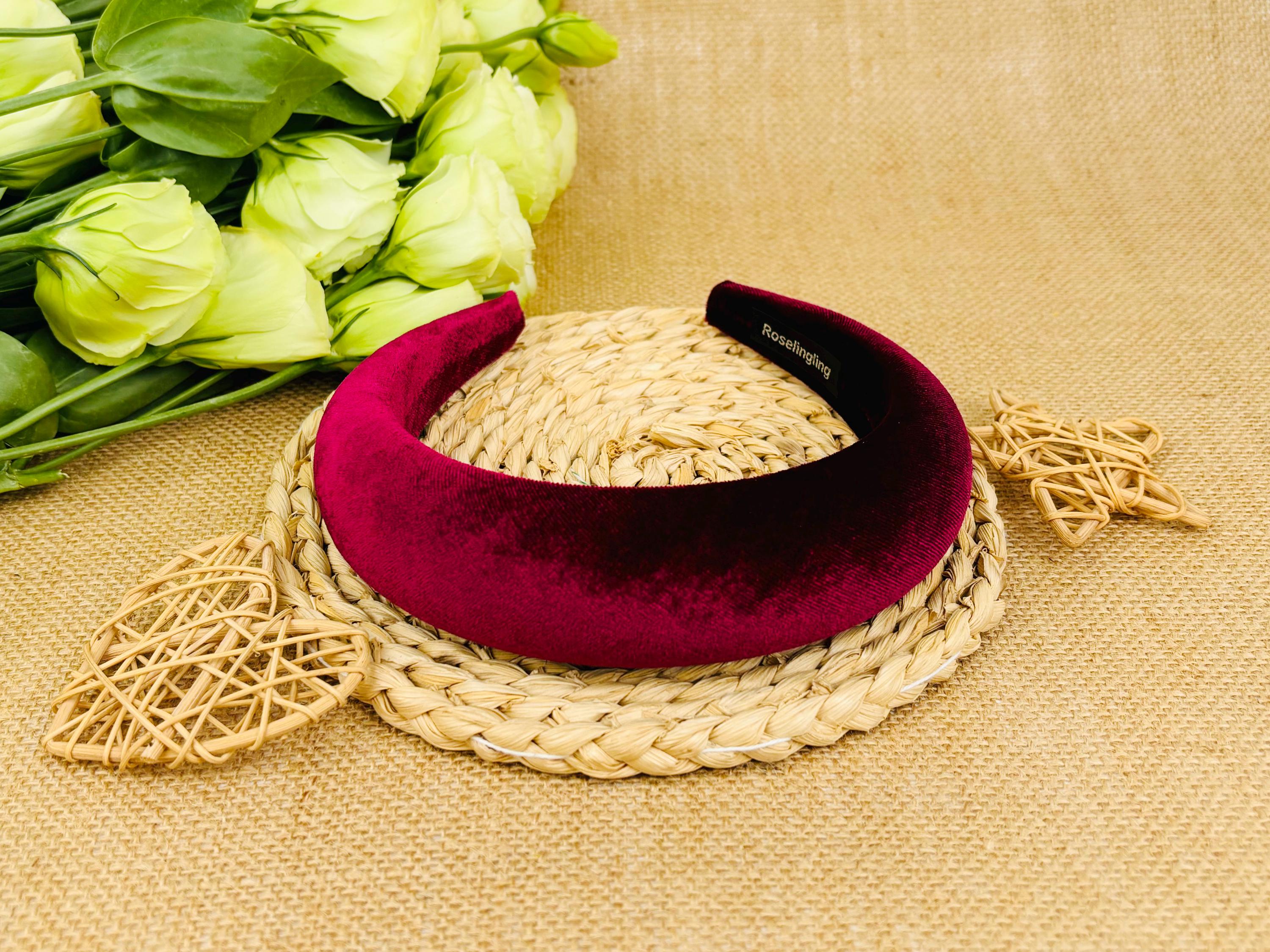 Wine Red Velvet Padded Headband,vintage Headband,matator  display picture 1