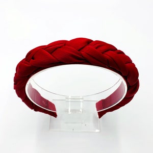 Serre-tête tressé en satin rouge, serre-tête élégant, aliceband tressé, serre-tête bohème, serre-tête en mousseline de soie, serre-tête matador, bandeaux pour femme image 4