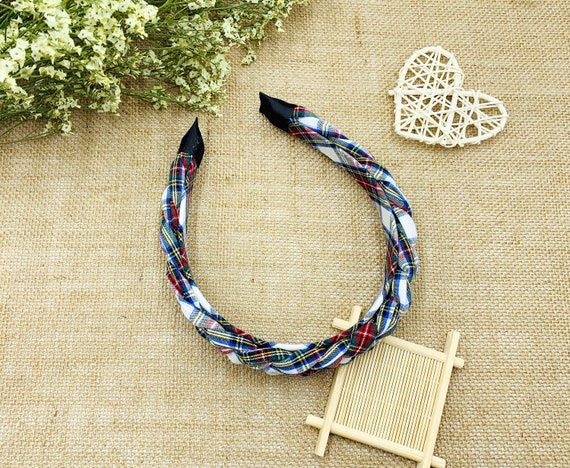 Plaid Print Braided Headband Preppy Christmas Plaid Headband | Slightly Top-padded  main image 3