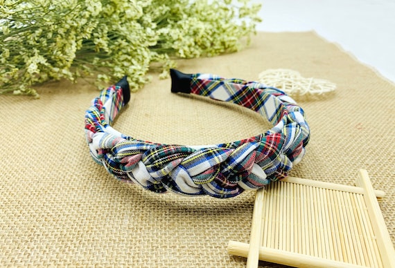 Green Christmas Plaid Braided Headband,woven Plait Headband  display picture 1