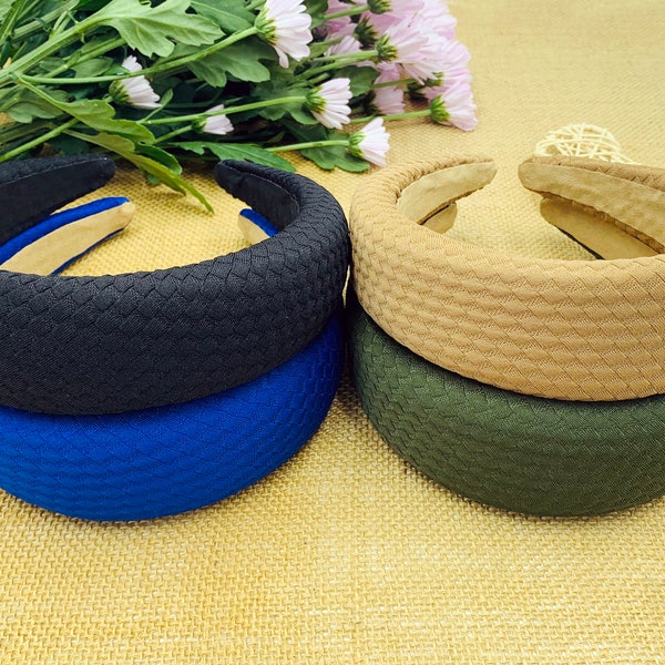 Black Knitted padded headband,bohemian vintage style headband,Matator headband,aliceband,Headbands for women,Olive green padded headband