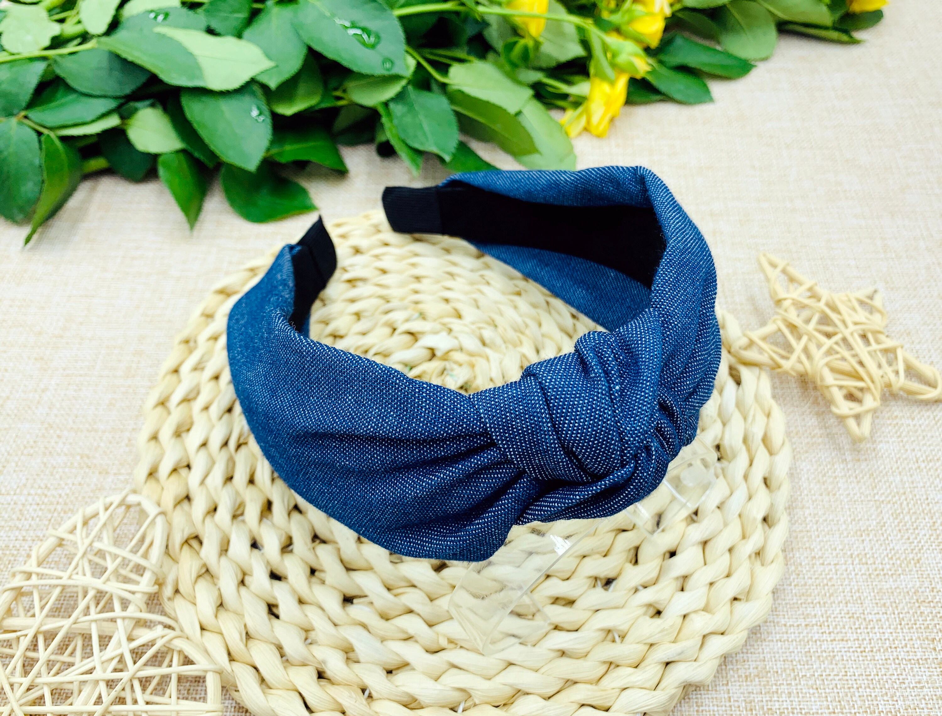Blue denim wide knot headbandDenim knotted headbandDenim Etsy