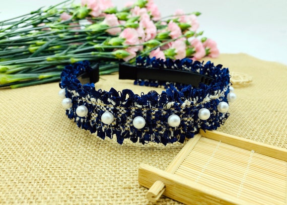 TWEED HEADBAND NAVY BLUE TWEED HEADBAND NAVY BLUE