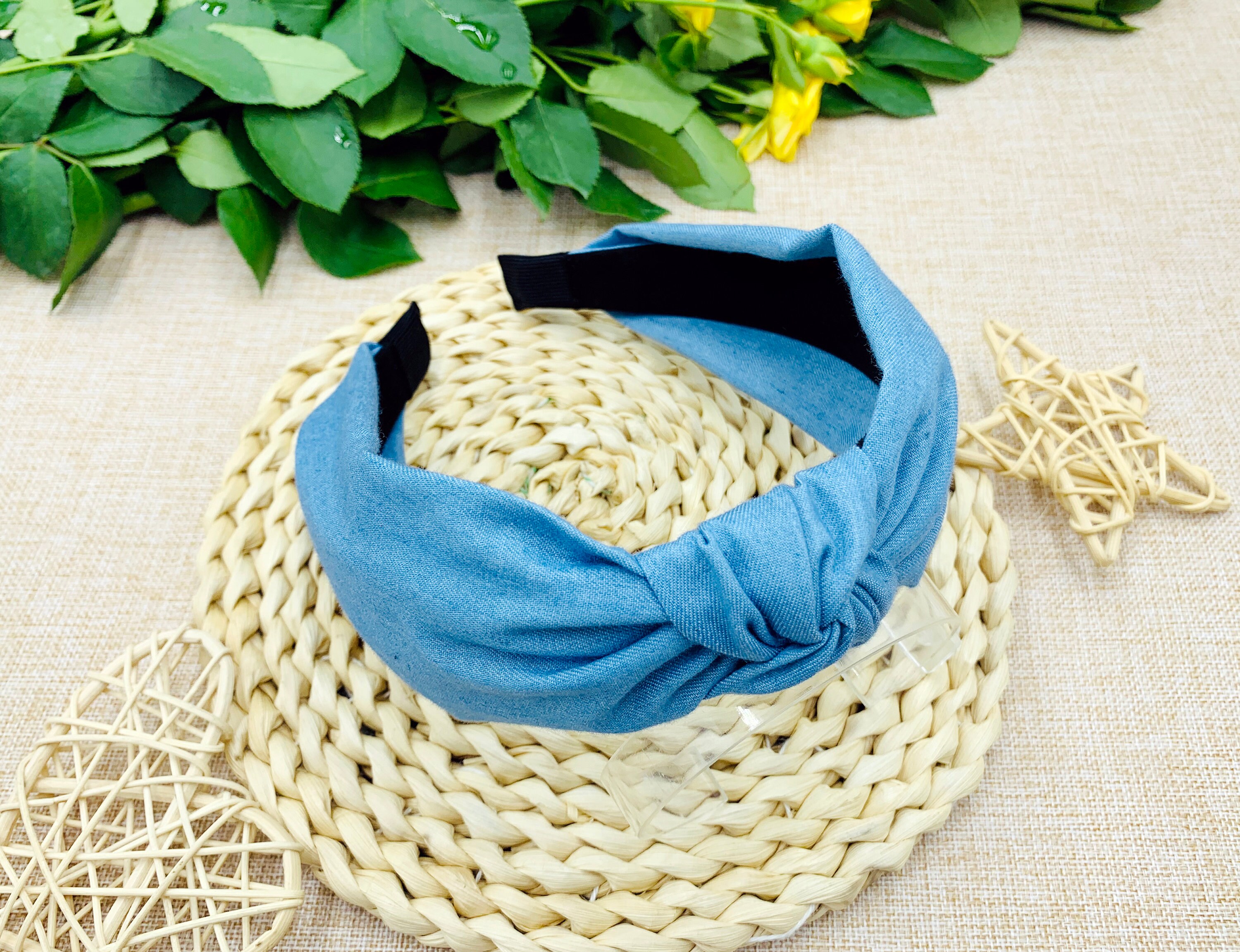 Blue denim wide knot headbandDenim knotted headbandDenim Etsy