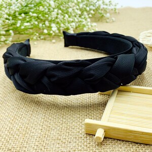 Black Satin Braided Headband,stylish Fashion Hairband,braided Aliceband ...