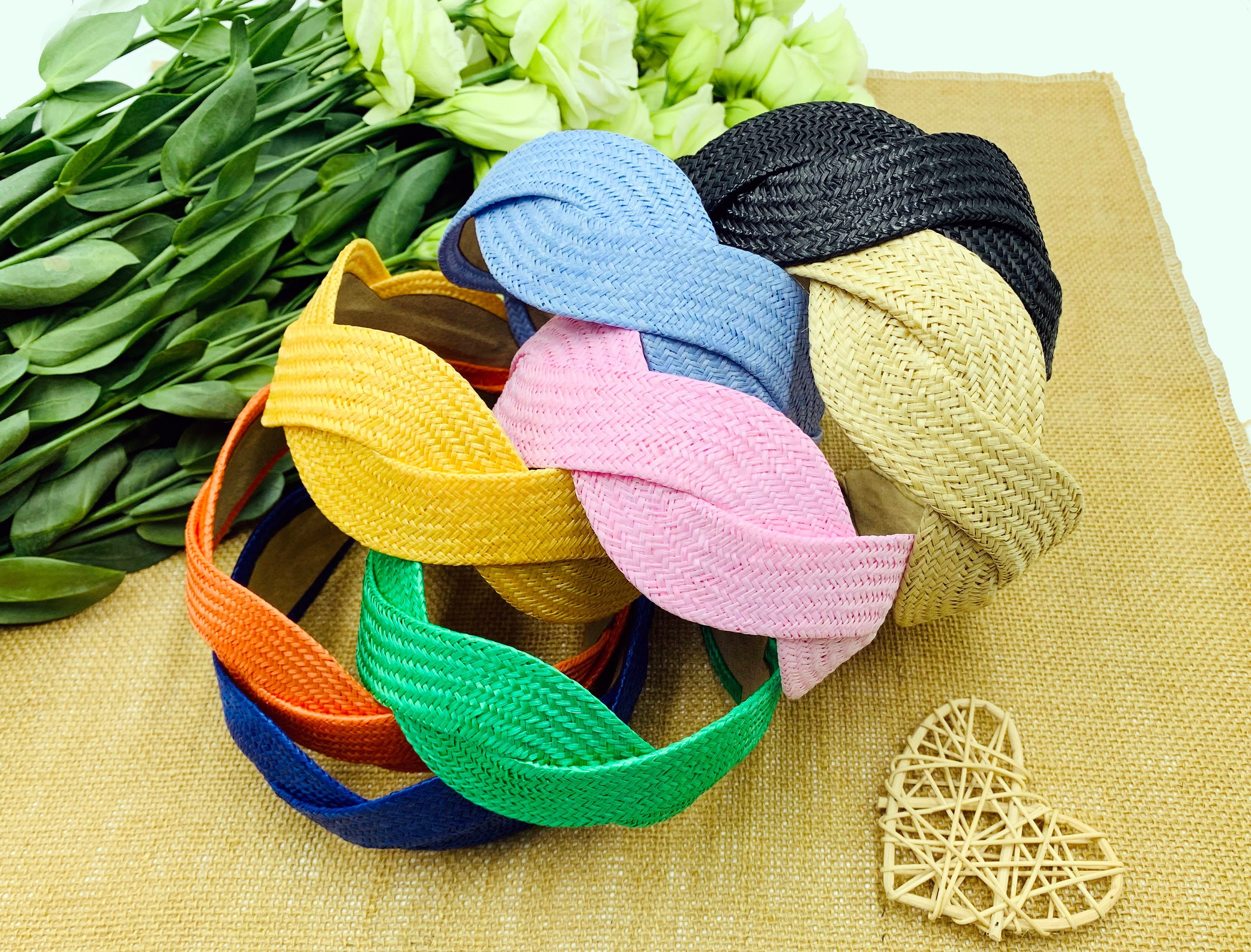 Blue Raffia Headband - Etsy display picture 3