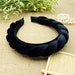 Black velvet padded braided headband,Braided velvet flock deep padded headband,Alice headband,velvet braided headband,velvet padded headband 