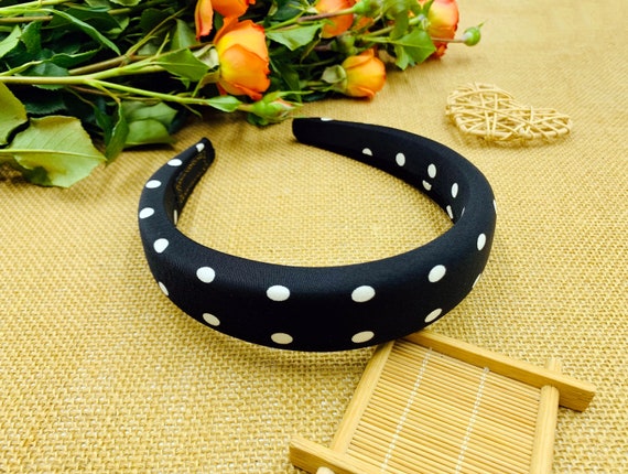 Black Polka Dots Padded Headband,headbands for Women,polka  display picture 3