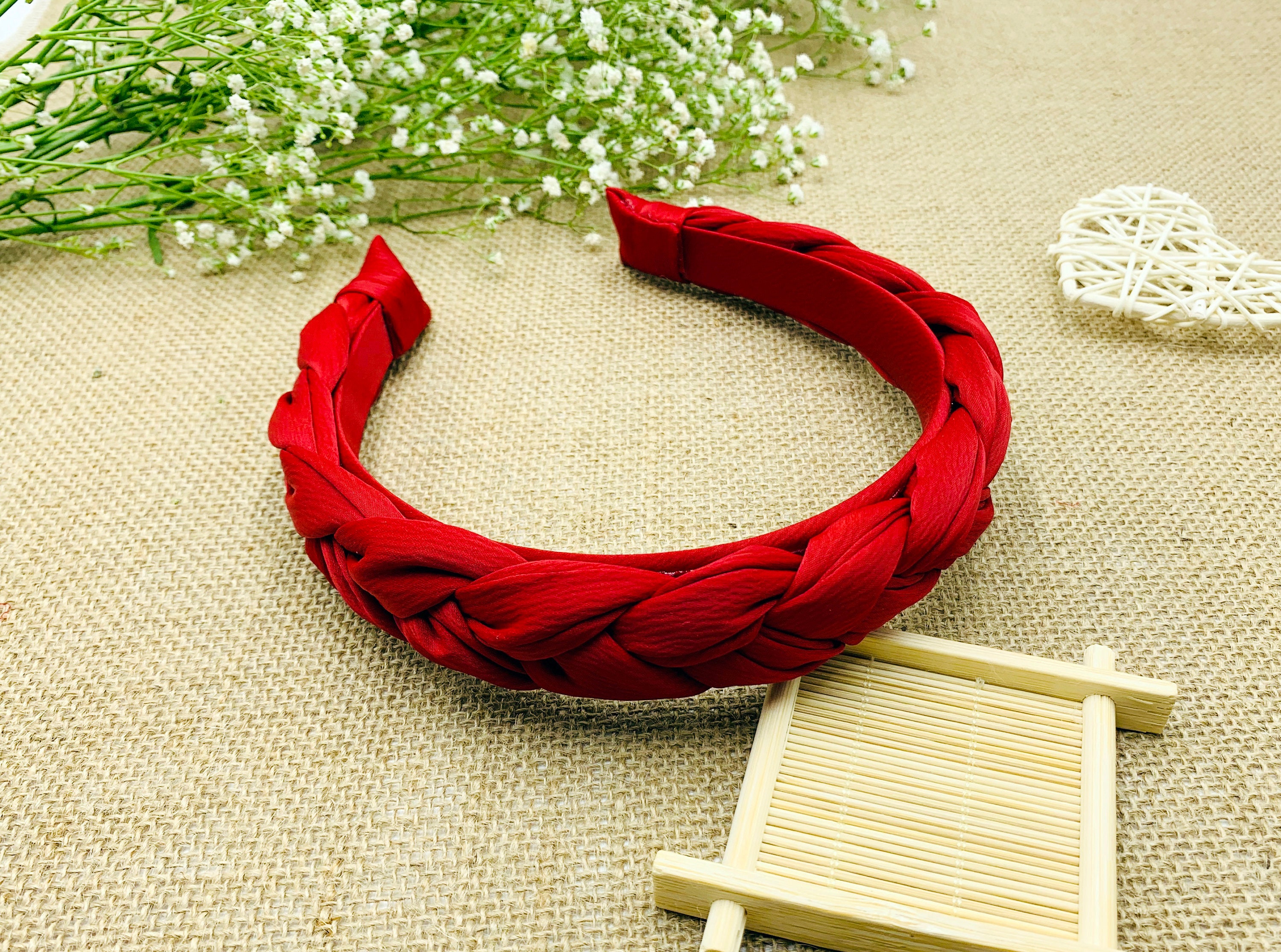 Satin Hairband Set Red main image 1