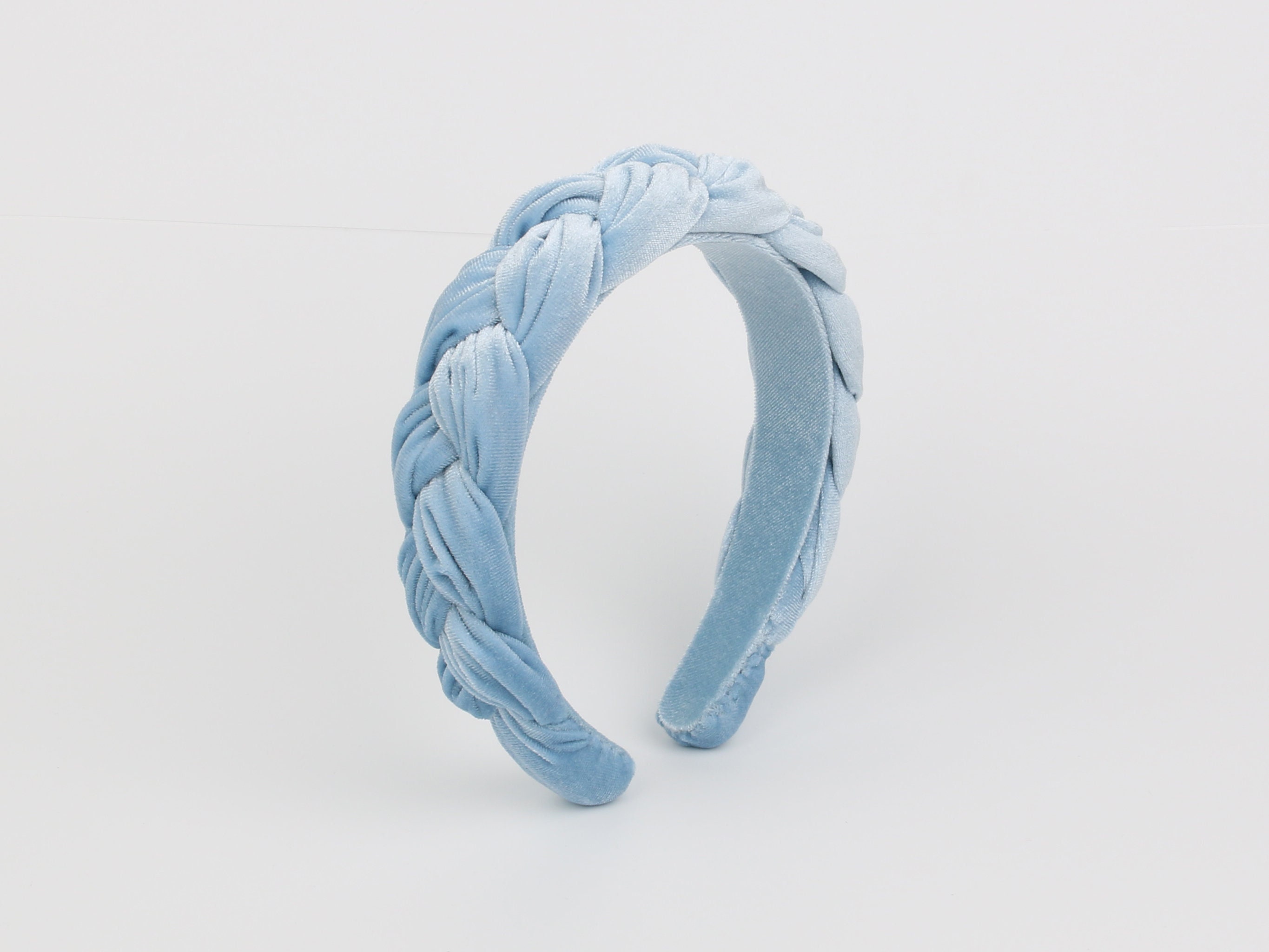 Blue Velvet Braided Headband Braided Velvet Headband,navy Blue Padded Headband,women Boho  main image 3