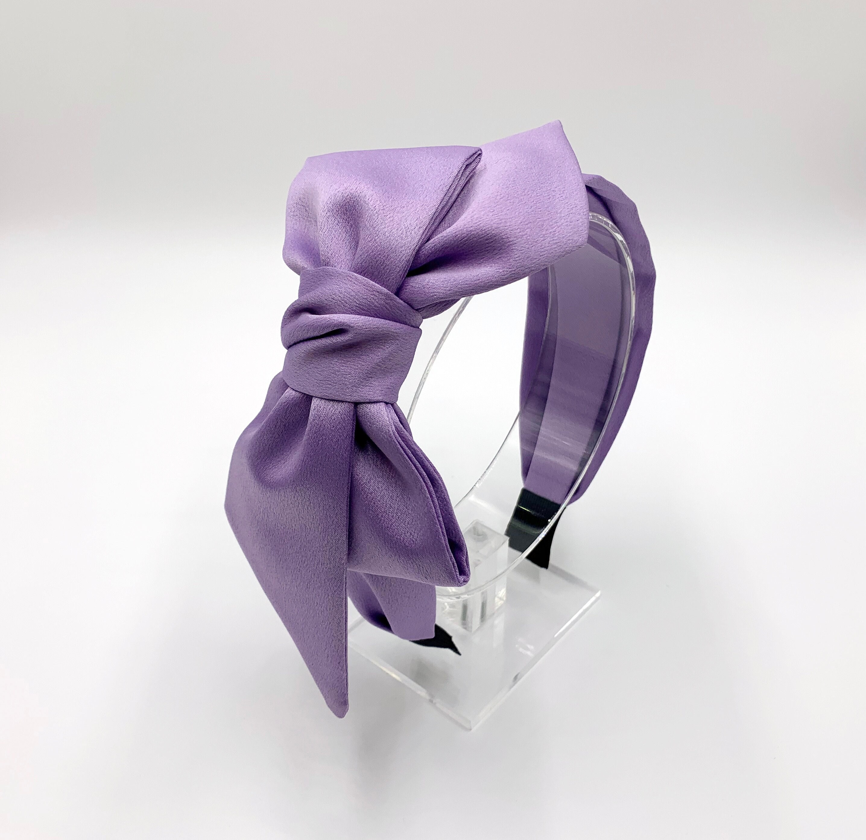Lavender Satin Side Big Bow Headband,light Purple Satin Side  display picture 3