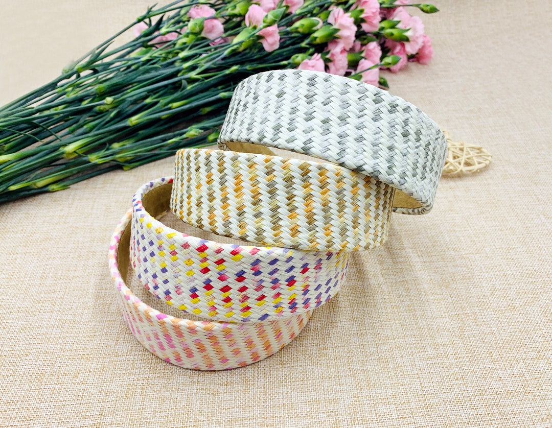 Straw Weaving Headband,headbands for Women,bohemian Headband,wide Headband,gray Raffia Hairband