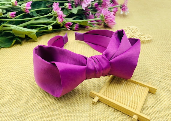 Purple Silky Satin French Bow Knotted Headband,stylish  display picture 1