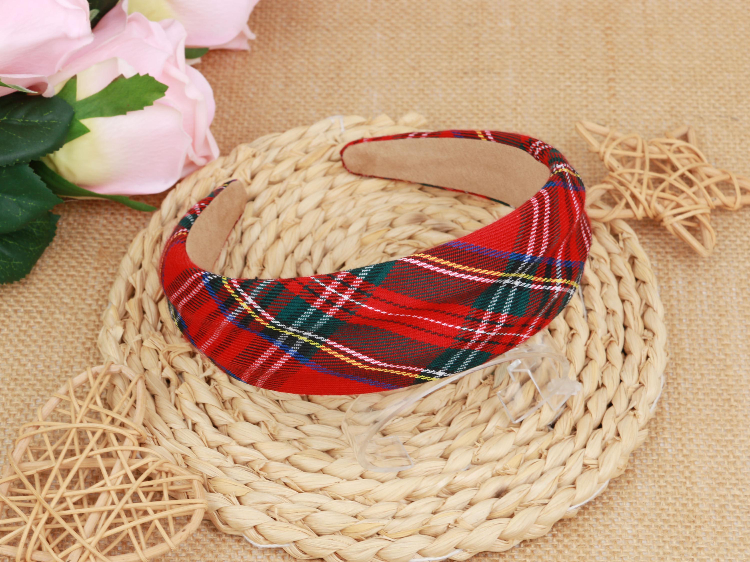 Red Christmas Plaid Padded Headband,padded Headband,tartan  display picture 2