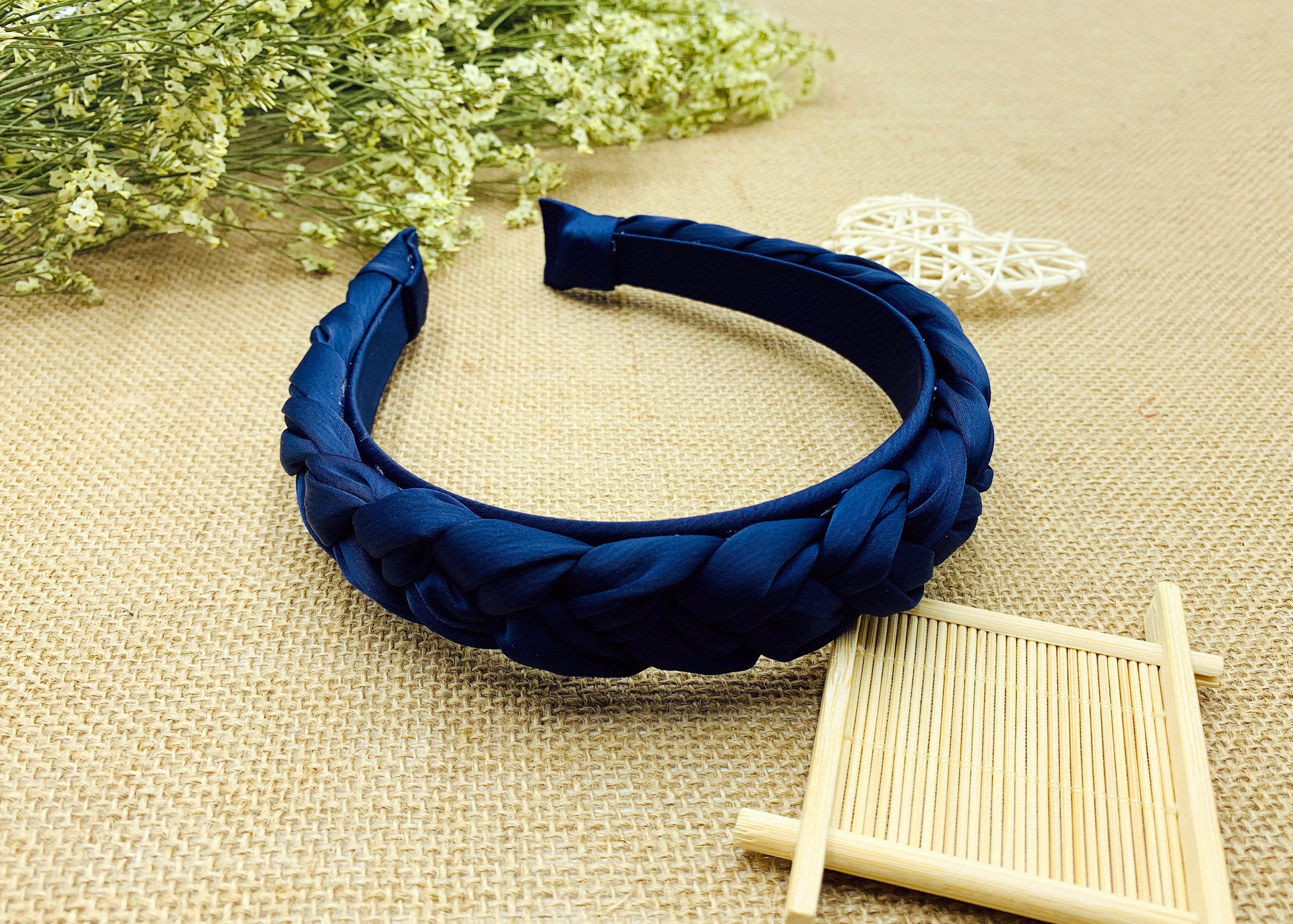 Navy blue satin Braided headbandstylish fashion Etsy
