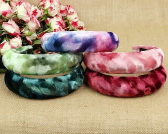 Tie dye velvet padded headband,Bohemian headband,Matator headband,Headbands for women,Velvet headband,padded headband,Wide headband