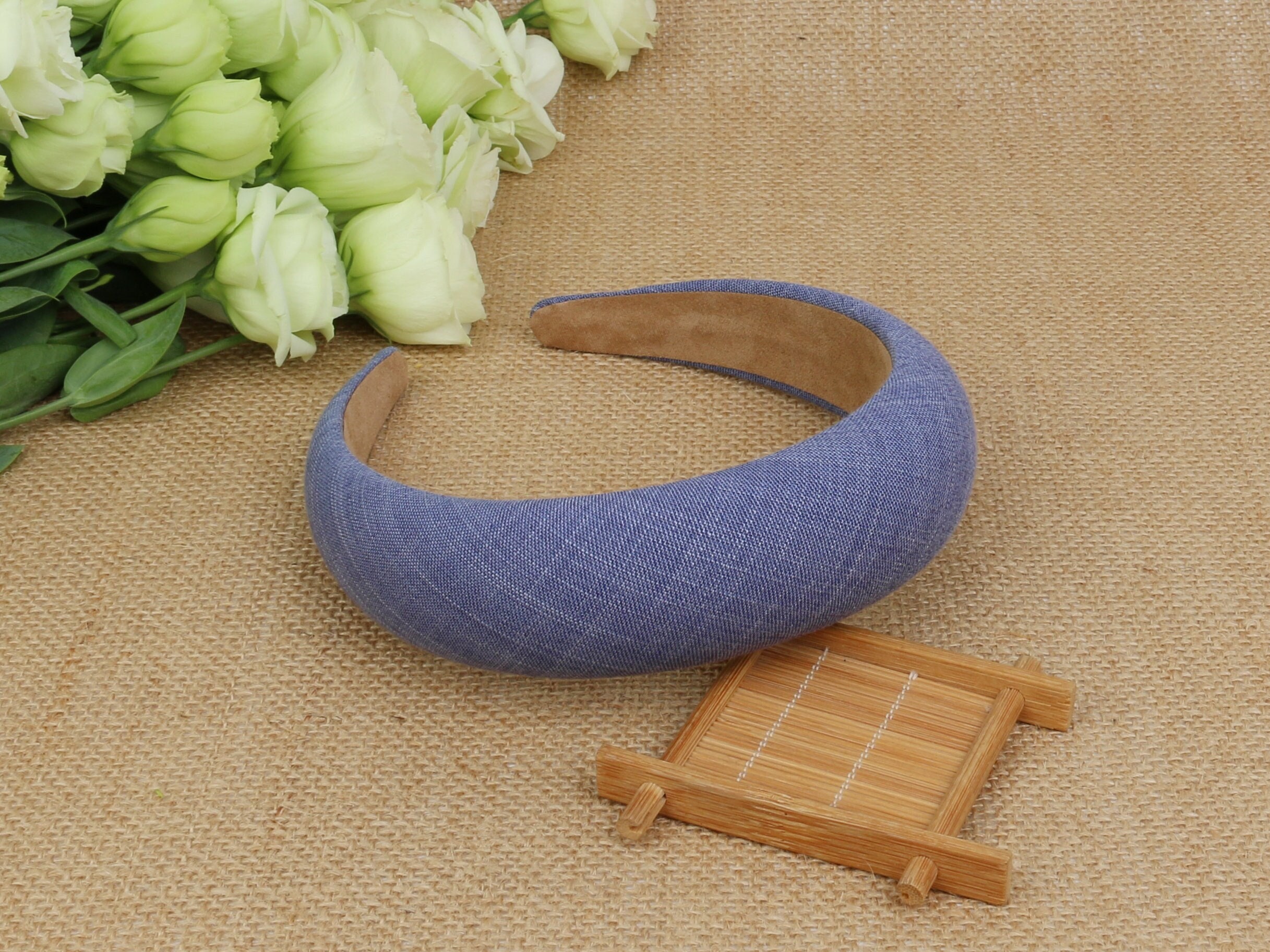 Blue Denim Padded Headband,wide Headband,alice Band,boho  display picture 2
