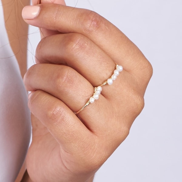 Natural Pearl Ring, Genuine fresh water pearls ring, Dainty pearl rings, Minimalist pearl ring, Tiny pearl ring, Minimalist pearl jewelry