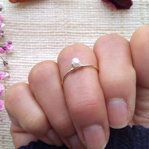 Dainty Pearl Ring: Minimalist Stackable Jewelry