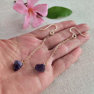 Amethyst Tropfen Ketten Ohrringe: Gold Filled Edelstein Ohrringe