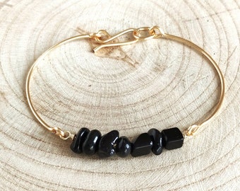 Obsidian bracelet, Natural black obsidian bracelet, Raw crystal bracelet, Protection bracelet, Negative energy protection, Gift for everyone