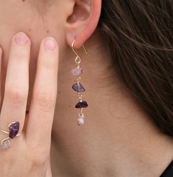 Gemstone earrings dangle deals