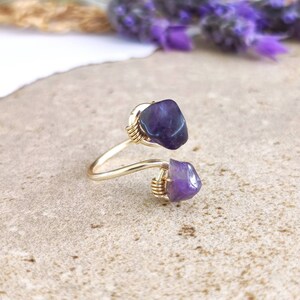 Double Adjustable Crystal Ring, Crystal Ring, Wire Wrapped Ring ...