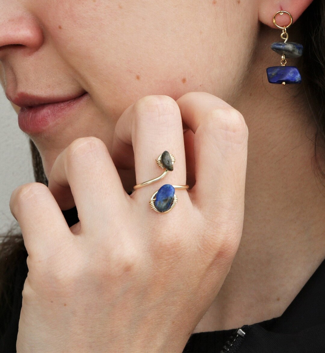 Double Adjustable Crystal Ring, Crystal Ring, Wire Wrapped Ring ...