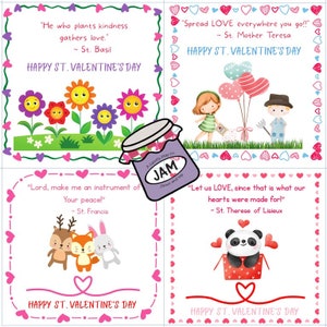 Biglietti di San Valentino + citazioni di santi + stampabili + San Valentino per bambini + cristiano + PDF scaricabile
