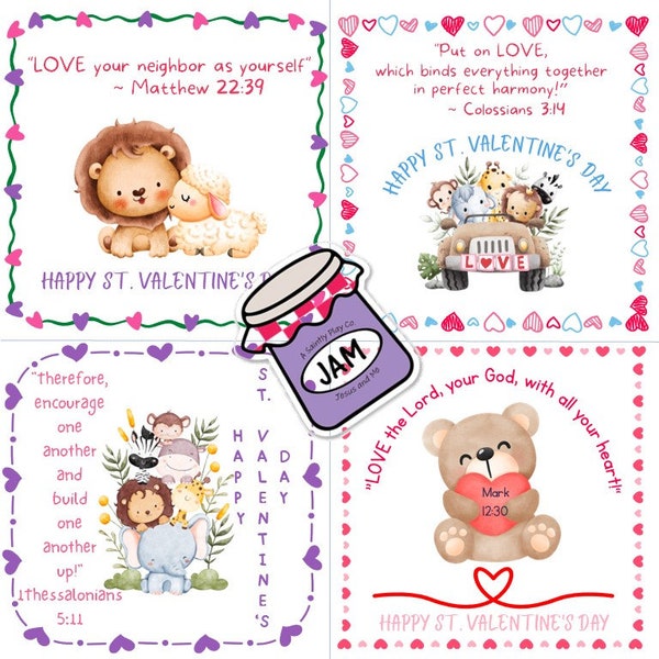 St. Valentine's Day Cards/Scripture Quotes /Kids' Valentines /Christian/Scripture Lunchbox Cards/ Catholic Teachers/ Bible Verses