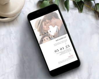 convite de casamento eletrônico minimalista, convite on-line moderno, convite de casamento, convite para smartphone