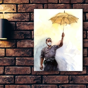 Hong Kong Watercolor Wall Art | Be Water Home Office Decor | Save 12 Hong Kong Protest |
