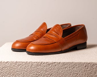 Handmade Leather Penny Loafers, Rubber Sole, Memory Gel Comfort