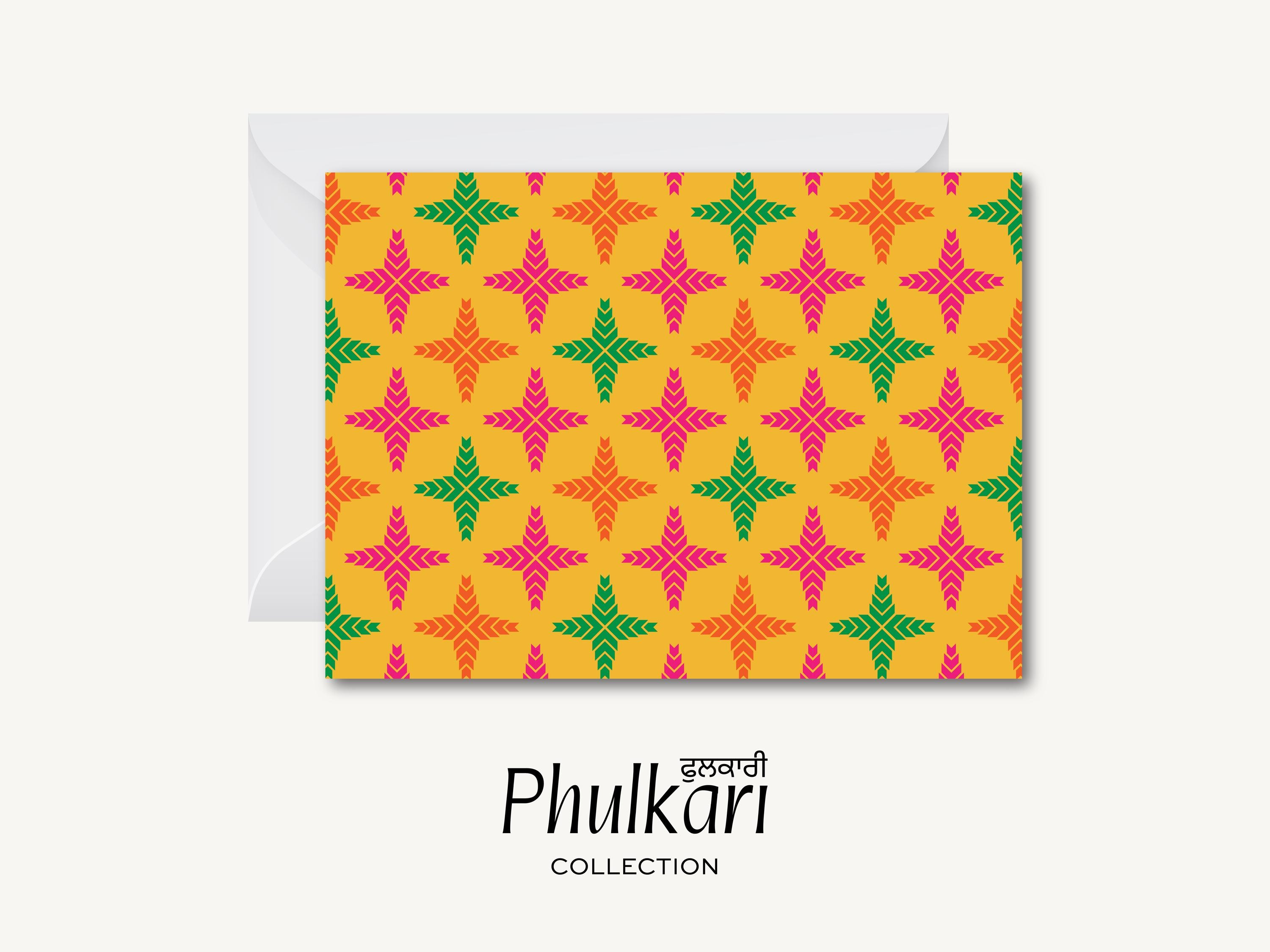 Phulkari Pattern [version F] - Greeting Card (desi, Indian, Pakistani ...