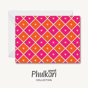 Padrão Phulkari [versão G] - Cartão comemorativo (desi, indiano, paquistanês, punjabi, sul da Ásia)