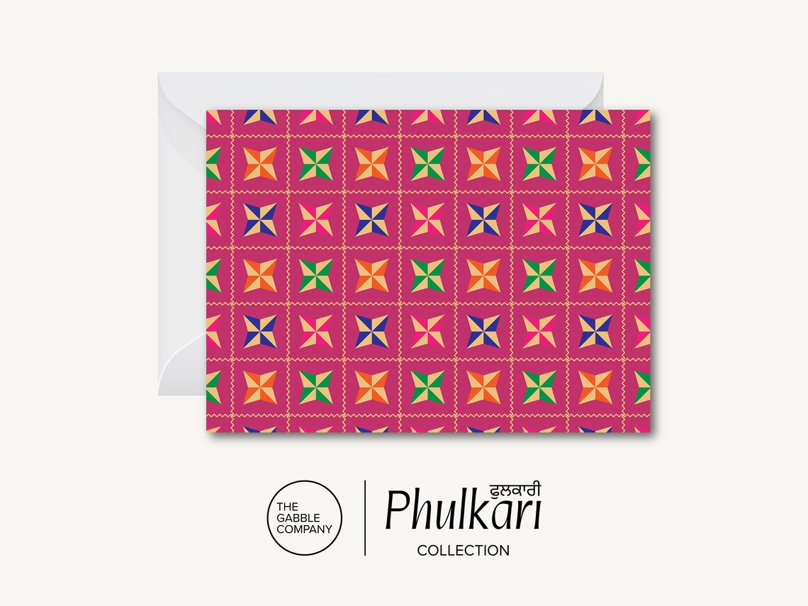 Phulkari Pattern [version C] - Greeting Card (desi, Indian, Pakistani ...