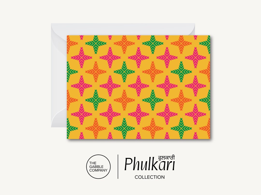 Phulkari Pattern [version F] - Greeting Card (desi, Indian, Pakistani ...