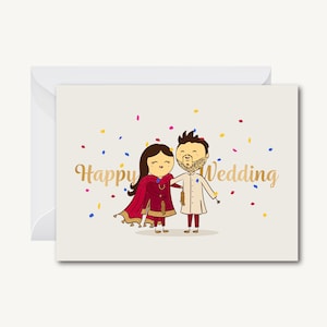 Happy Wedding-wenskaart (Desi, Indiaas, Pakistaans, Punjabi, Zuid-Aziatisch)