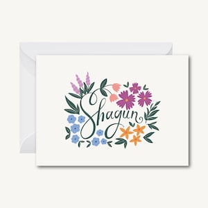 Floral Shagun / Blessing [Version A] - Carte de voeux pour mariage, anniversaire et plus encore (desi, indien, pakistanais, punjabi, sud-asiatique)